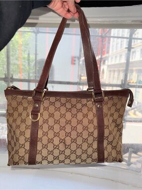 Gucci Monogram Brown Tote Shoulder Bag